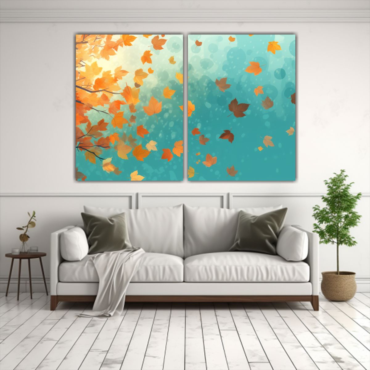 GENERICO - Cuadro Decorativo Hojas Flotan Bajo Sol Otoñal 60x40 Cm