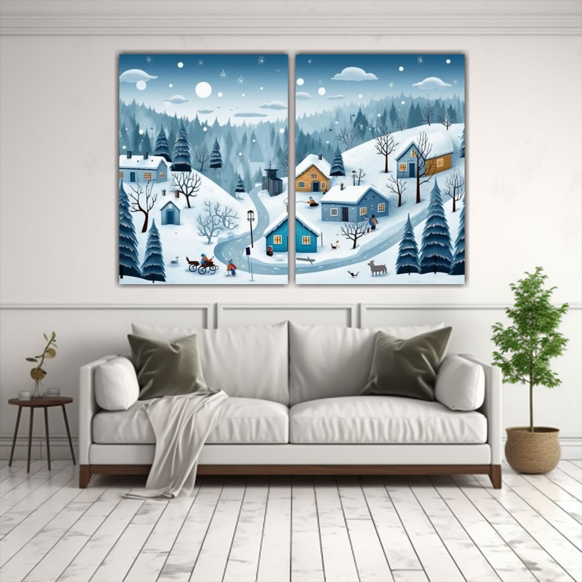 GENERICO - Cuadros Conceptuales De Calles Invernales Con 60x45 Cm