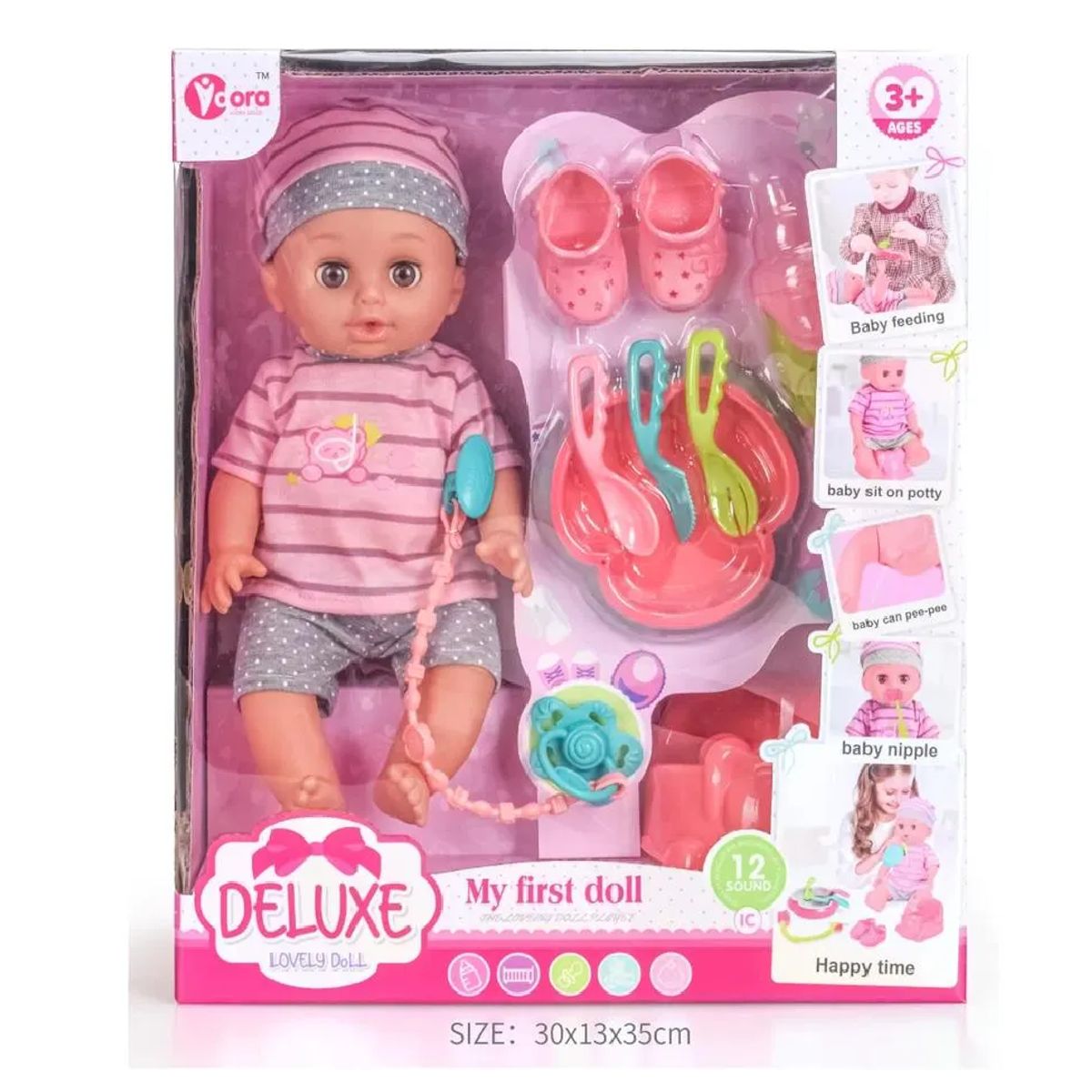 JUGUETERIA - Muñeca bebe Accesorios 12 sonidos