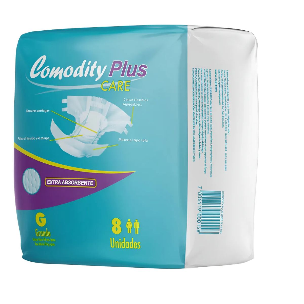 GENERICO - Pañal Adulto Higieclin Plus Care Talla G X8 Con Aloe Vera