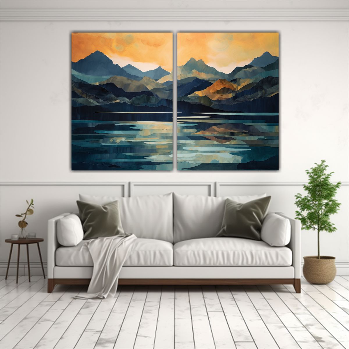 GENERICO - Pintura De Paisaje Montañoso Con Lago Al Fondo 60x40 Cm