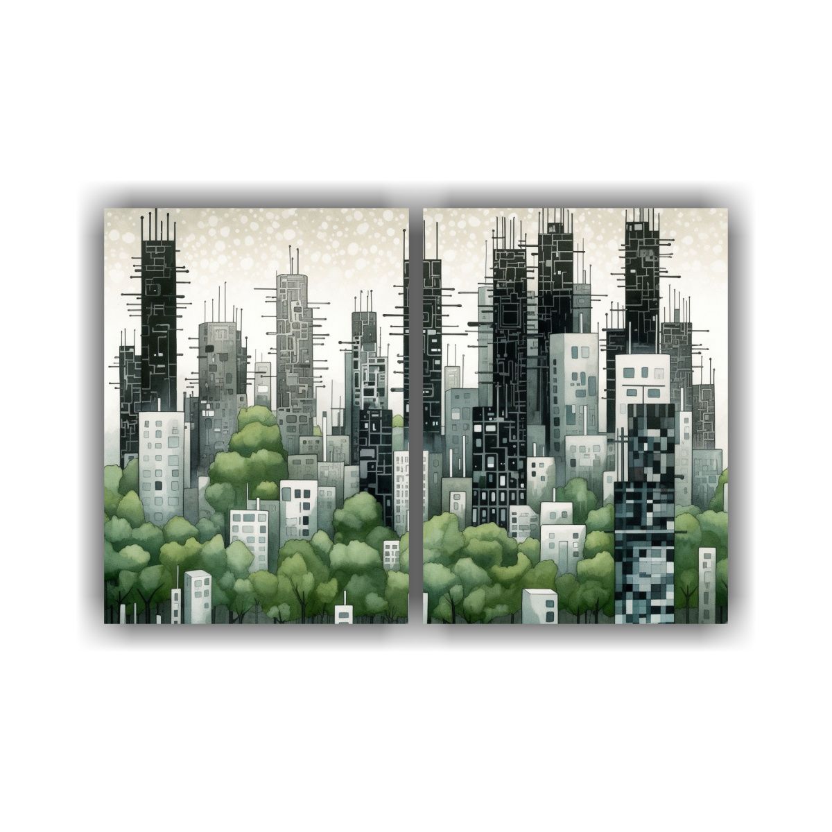 GENERICO - Cuadro De Ciudad En Blanco Y Negro Para 60x45 Cm