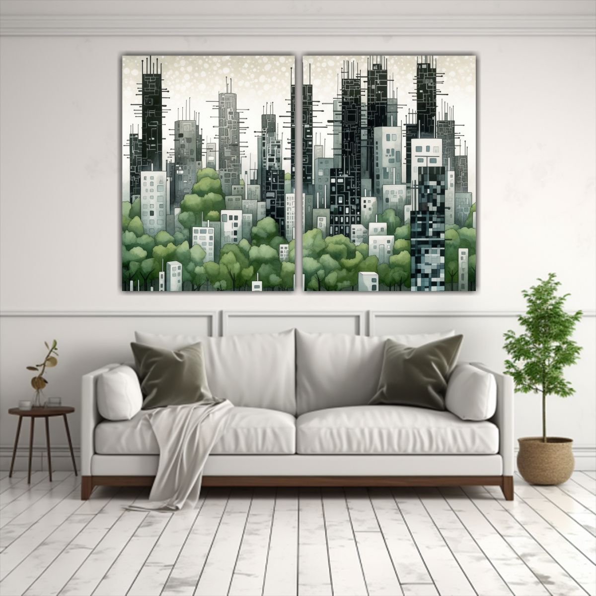 GENERICO - Cuadro De Ciudad En Blanco Y Negro Para 60x45 Cm