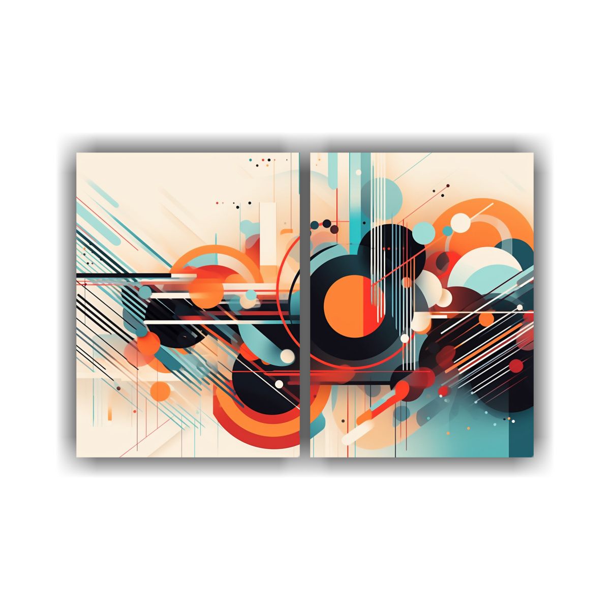 GENERICO - Cuadros Abstractos Futuristas Con Líneas En 60x40 Cm
