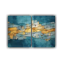 GENERICO - Cuadro Decorativo Rayas Azules Sobre Fondo Azul 60x45 Cm