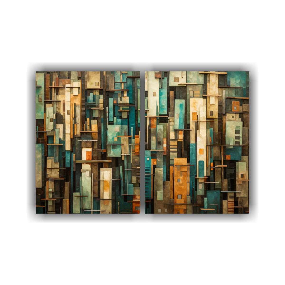 GENERICO - Cuadros Urbanos Estilo Cubista Para Decoración 60x45 Cm