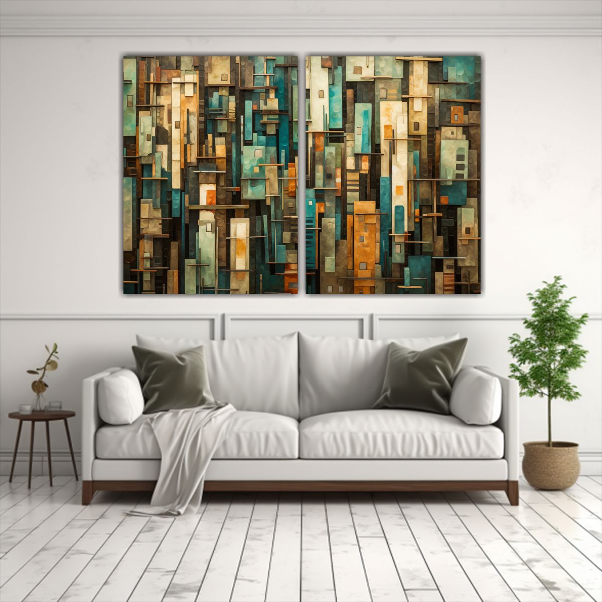GENERICO - Cuadros Urbanos Estilo Cubista Para Decoración 60x45 Cm