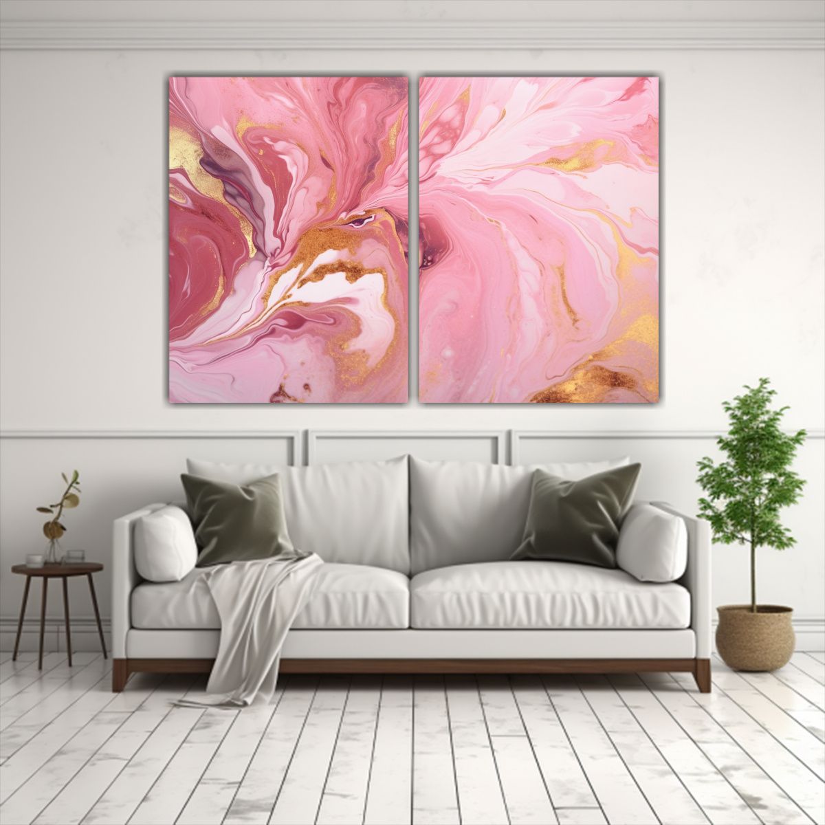 GENERICO - Cuadros Abstracto Calle Arte Rosa Y Mármol 60x40 Cm