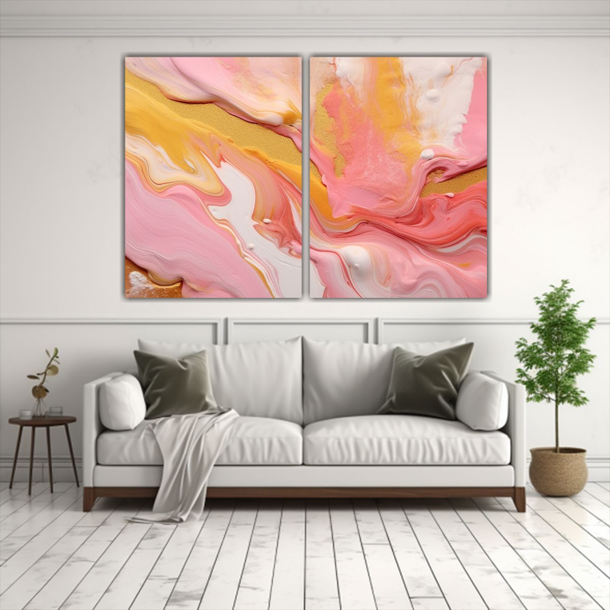 GENERICO - Pinturas Abstractas Elegantes En Forma De Ola En 60x40 Cm