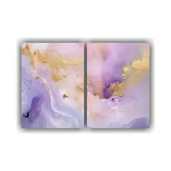 GENERICO - Pintura Abstracta Colorida En Oro Y Morado Para 60x45 Cm
