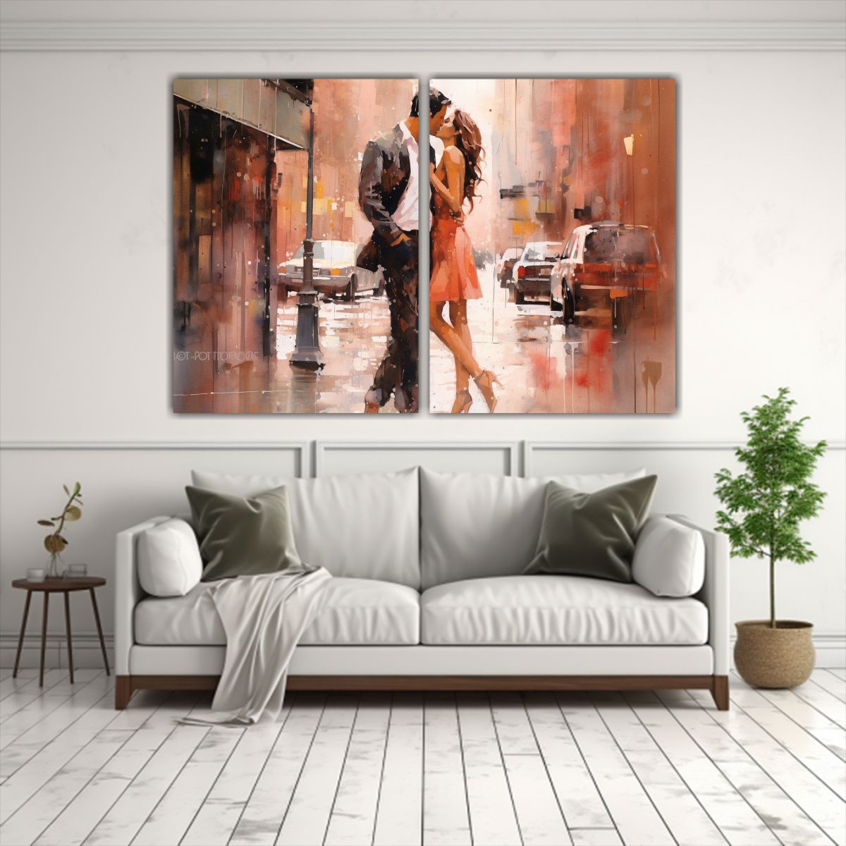 GENERICO - Pinturas Abstractas De Pareja Besándose En Rosa 60x45 Cm