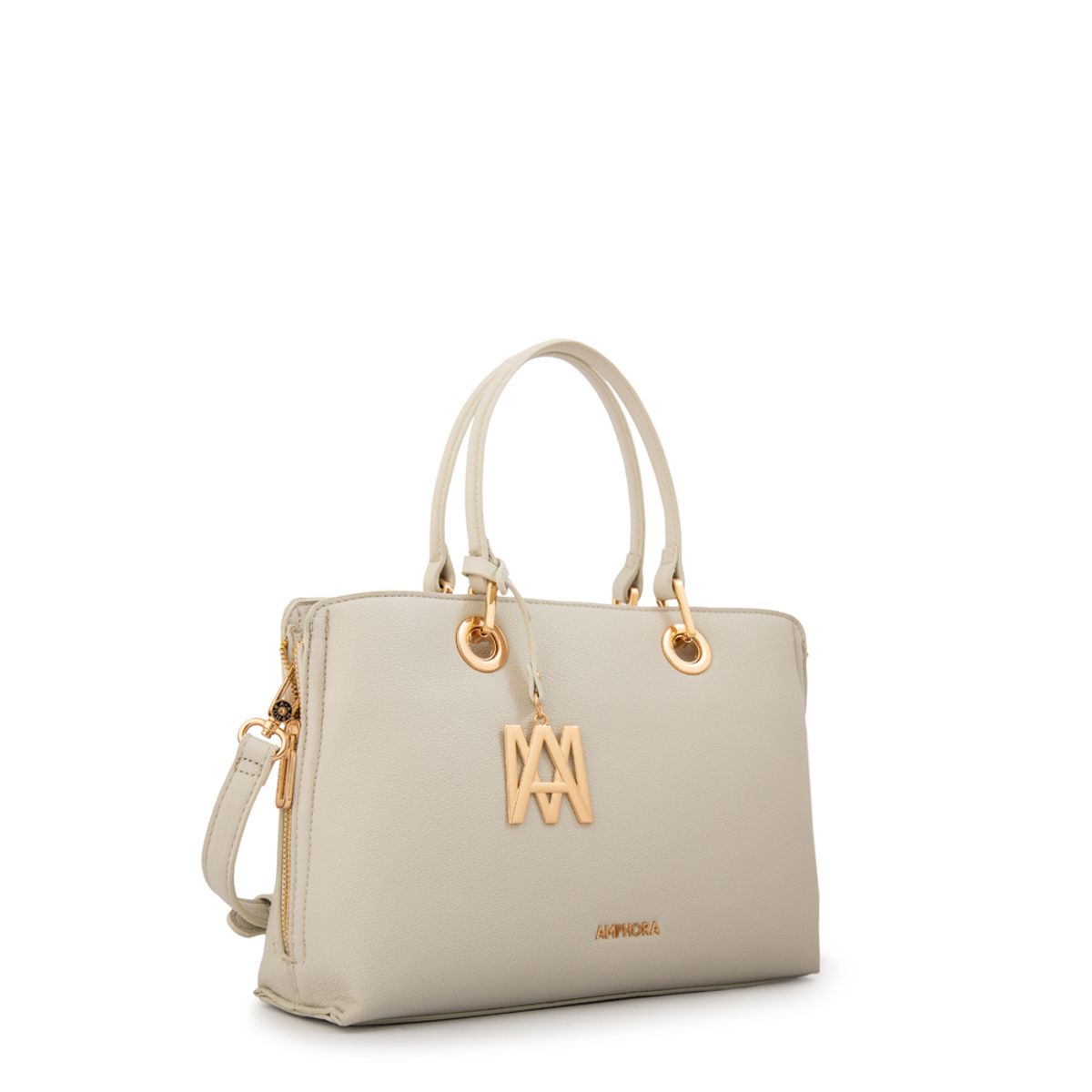 AMPHORA - Cartera tote laia mediana blanco crudo