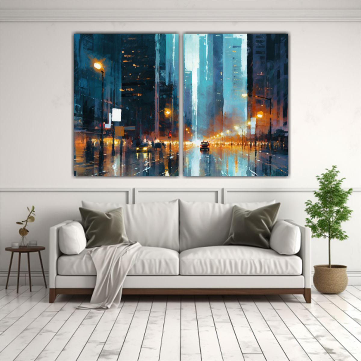 GENERICO - Pinturas Urbanas De Noche Con Luces En 60x40 Cm