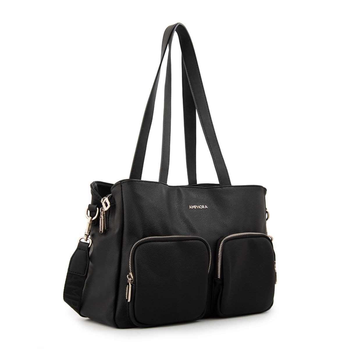 AMPHORA - Cartera tote teri mediana negro especial