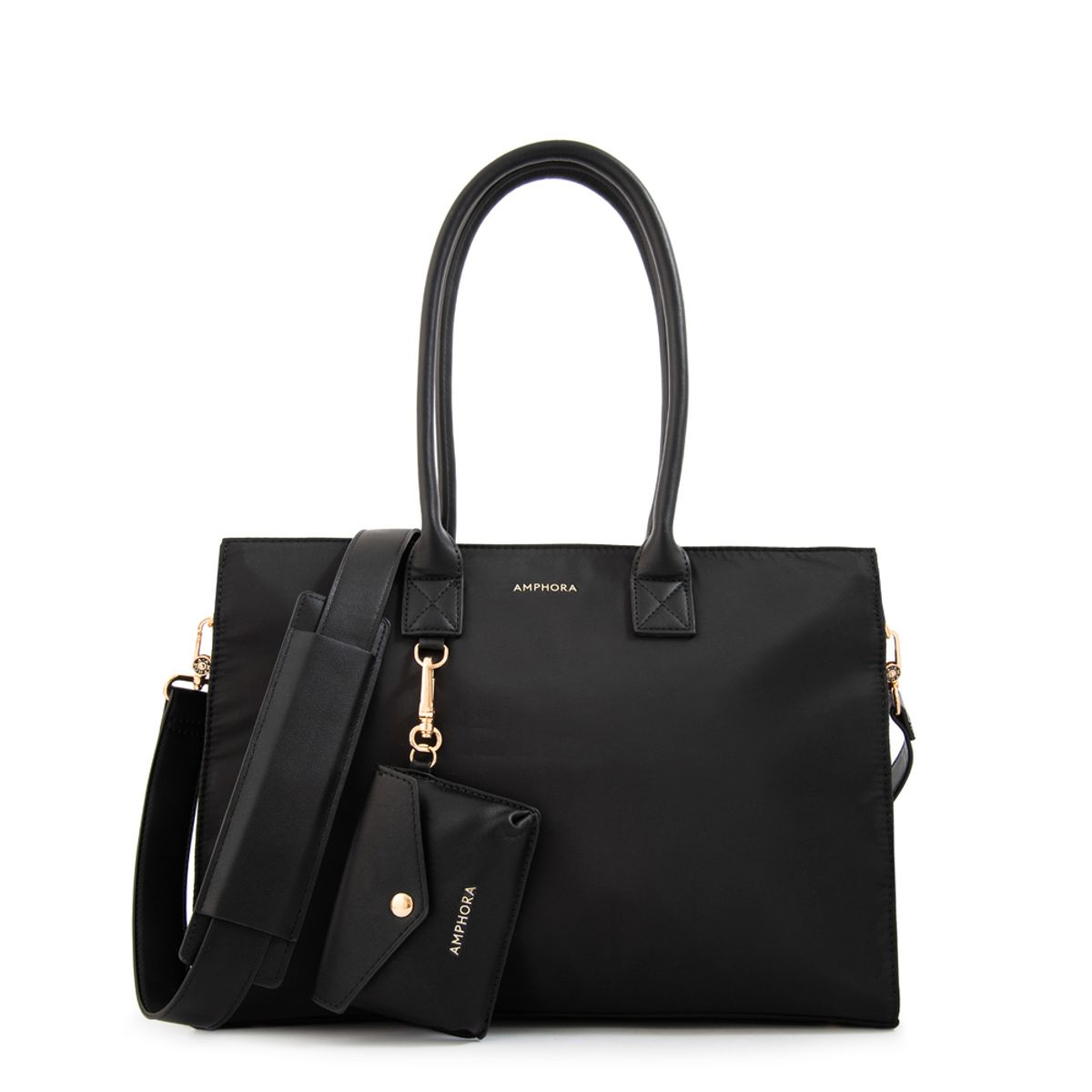 AMPHORA - Cartera tote porta notebook mabel grande negro especial