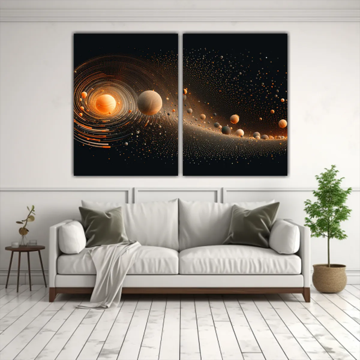 GENERICO - Cuadro Acuarela De Planetas Estrellas Y Galaxias 60x45 Cm