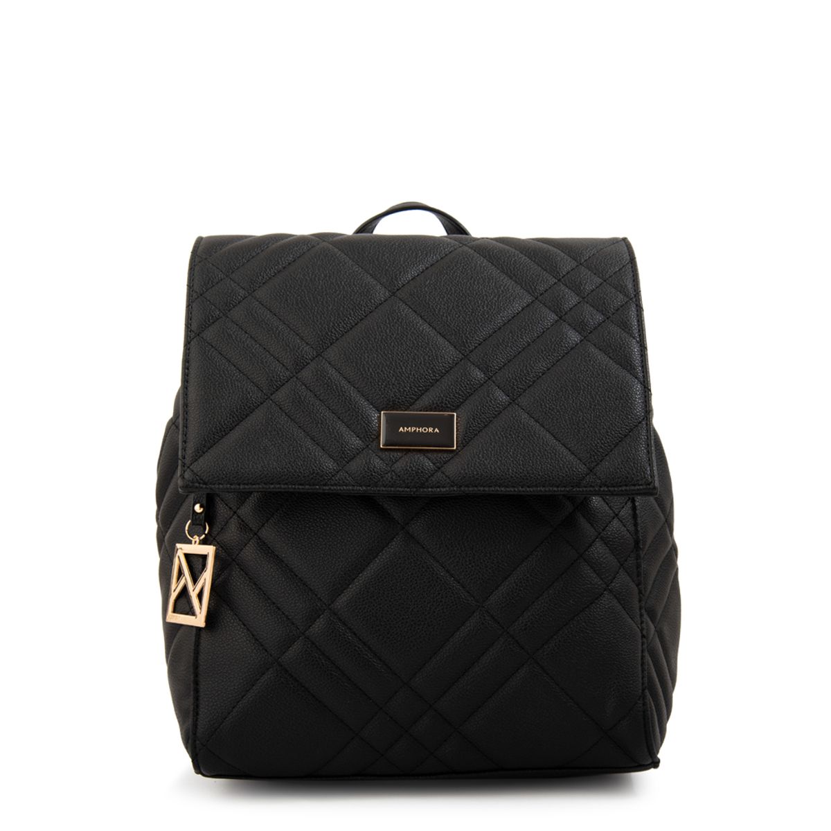 AMPHORA - Mochila con tapa anisa mediana negro