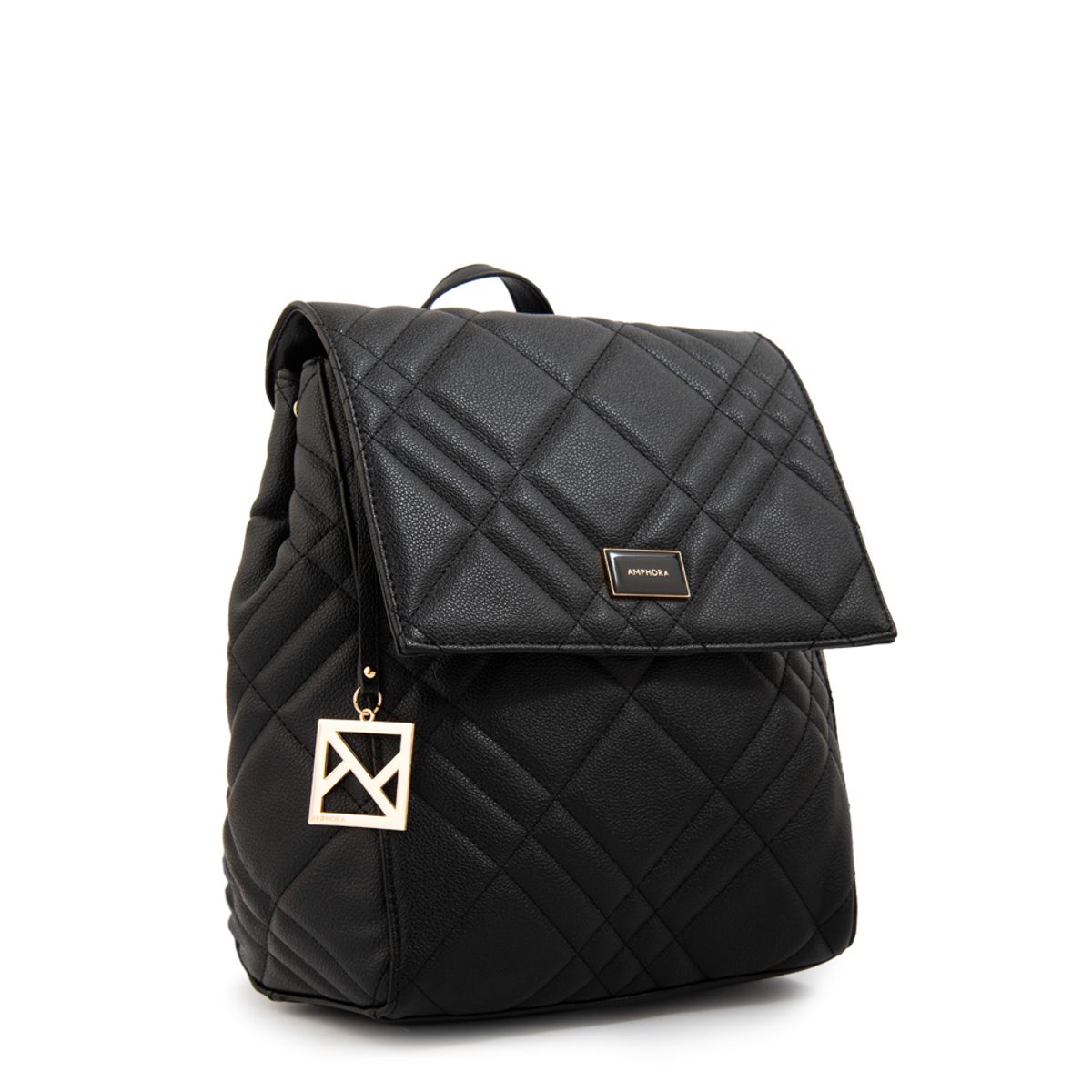 AMPHORA - Mochila con tapa anisa mediana negro