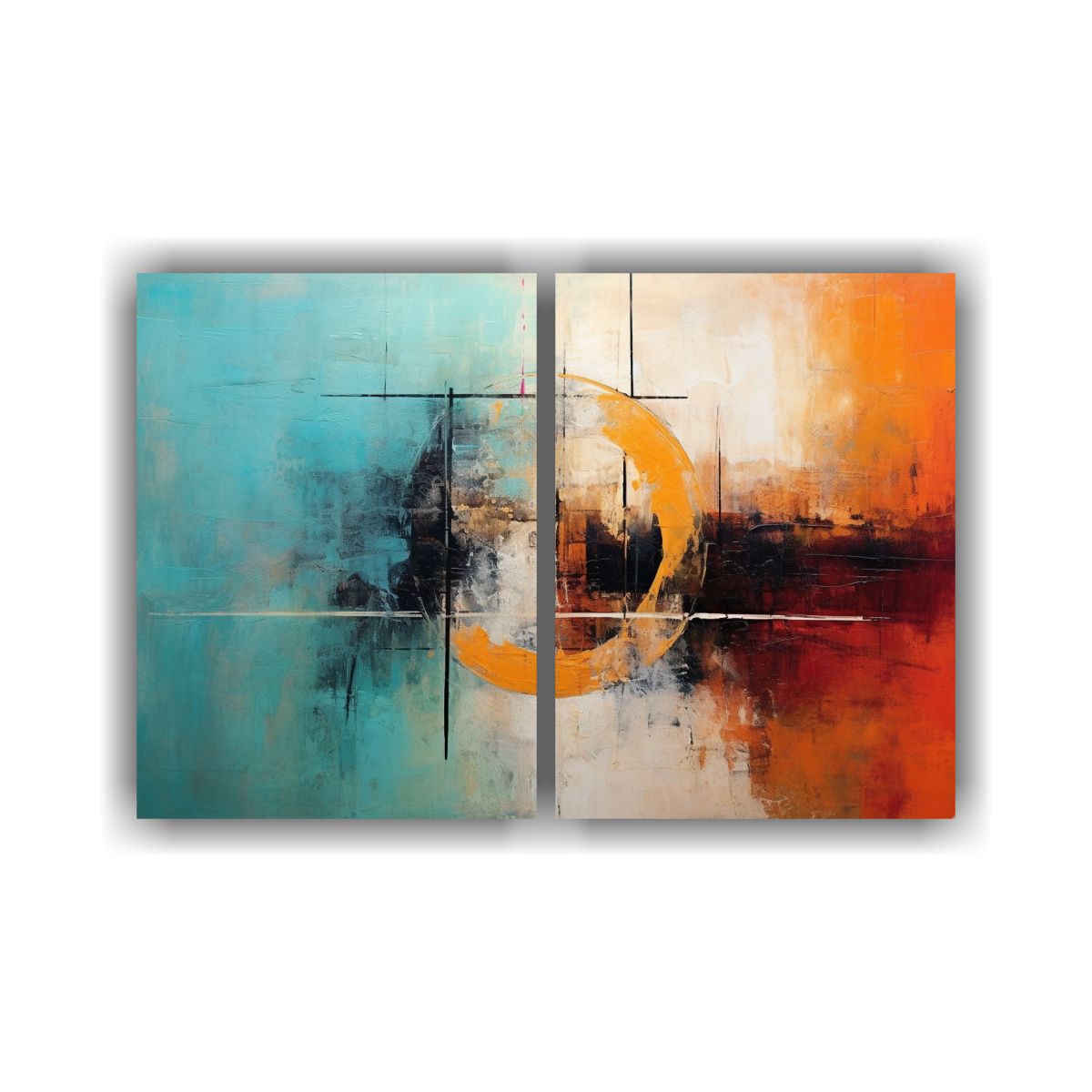 GENERICO - Pintura Abstracta Minimalista Con Llamigrafía 60x45 Cm
