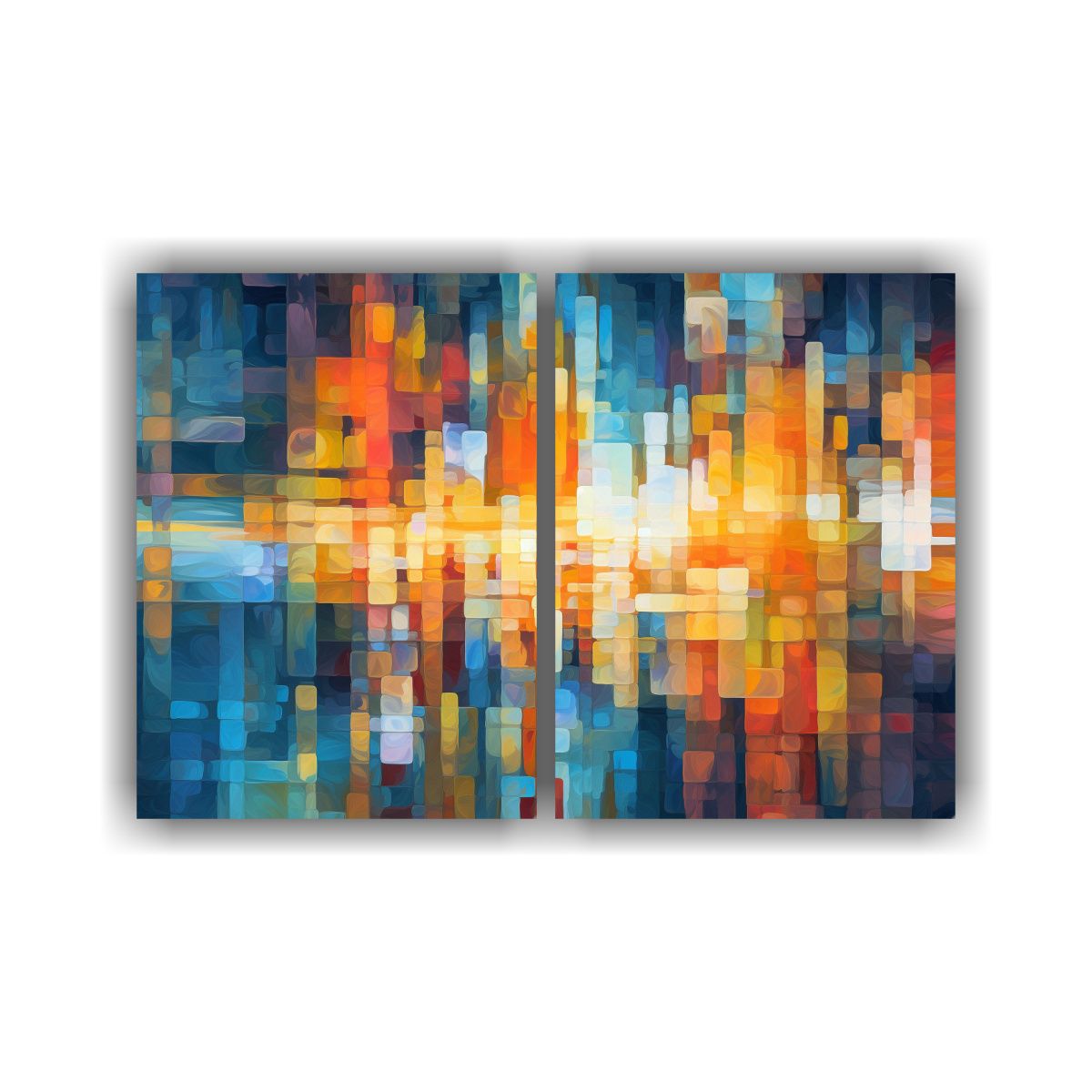 GENERICO - Cuadro Abstracto Azul Y Naranja Para Decorar 60x40 Cm