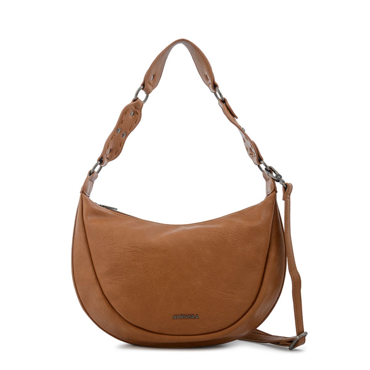 AMPHORA - Cartera corte oval rocio mediana camel