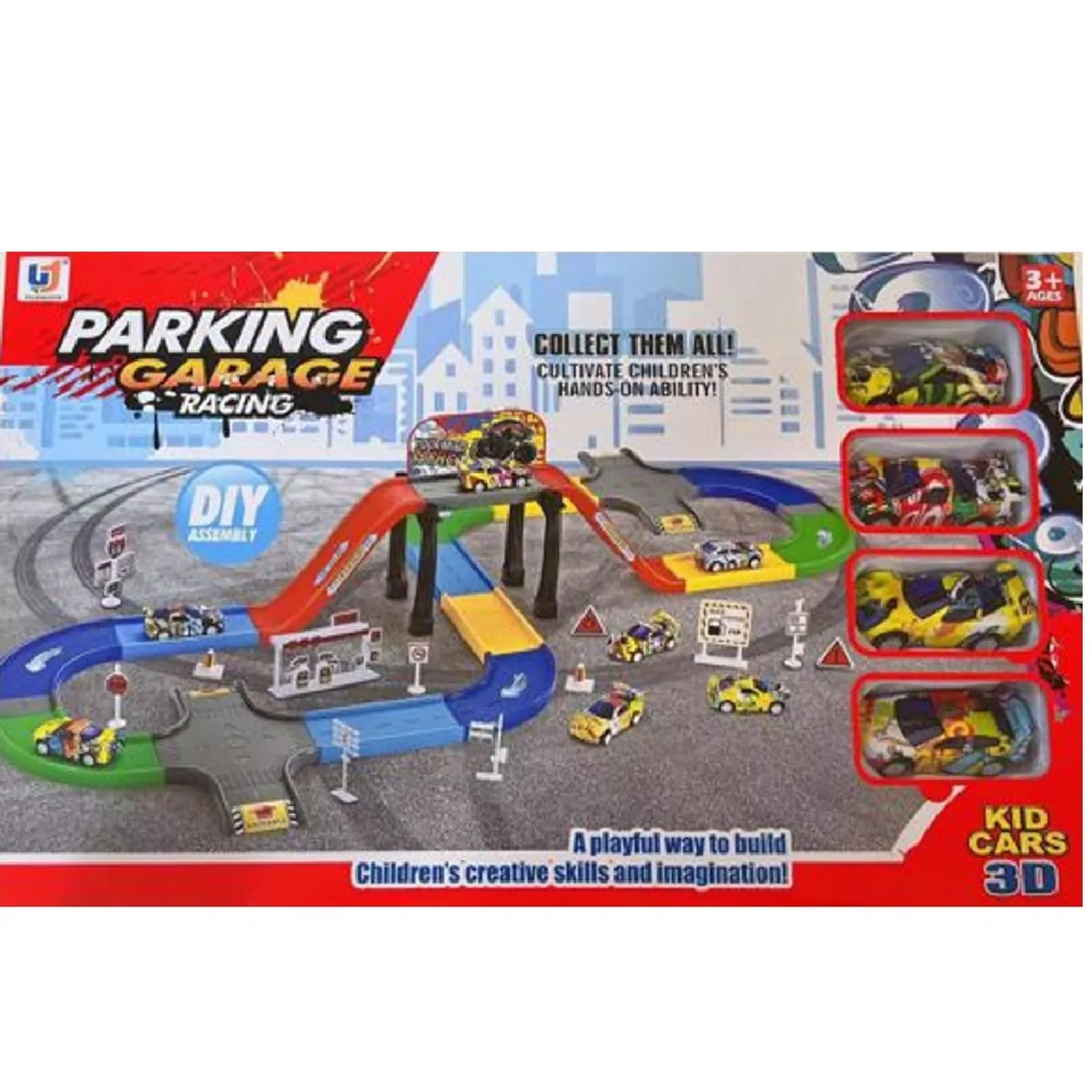 JUGUETERIA - PISTA AUTOPISTA GARAGE RACING THE PARKING 2 NIVELES 4 AUTO