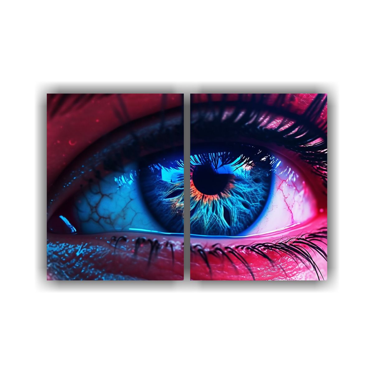 GENERICO - Cuadro Canvas Diptico Armonía Colores Synthwave 60x40 Cm