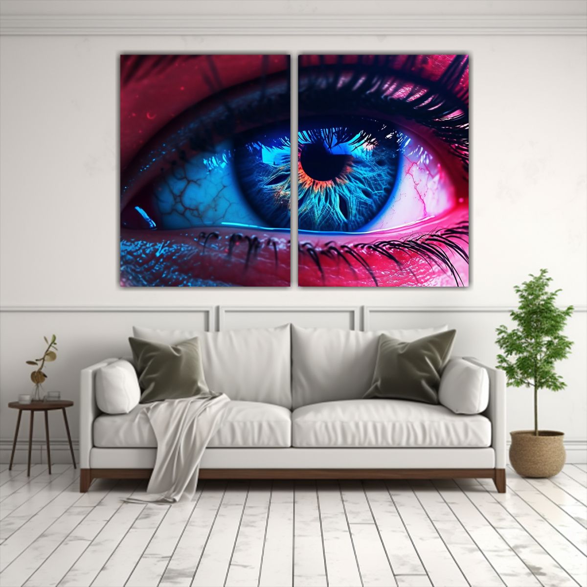 GENERICO - Cuadro Canvas Diptico Armonía Colores Synthwave 60x40 Cm