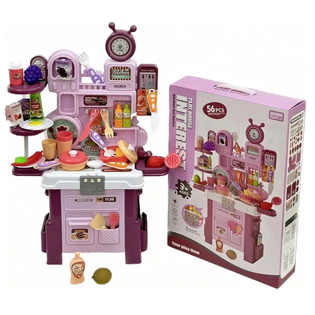 JUGUETERIA - Juguete Cocina Infantil Con Sonido Y Luz Rosa