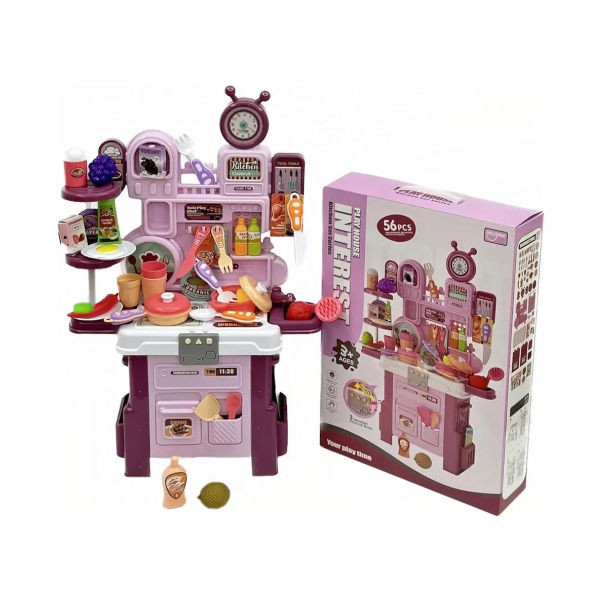 JUGUETERIA - Juguete Cocina Infantil Con Sonido Y Luz Rosa