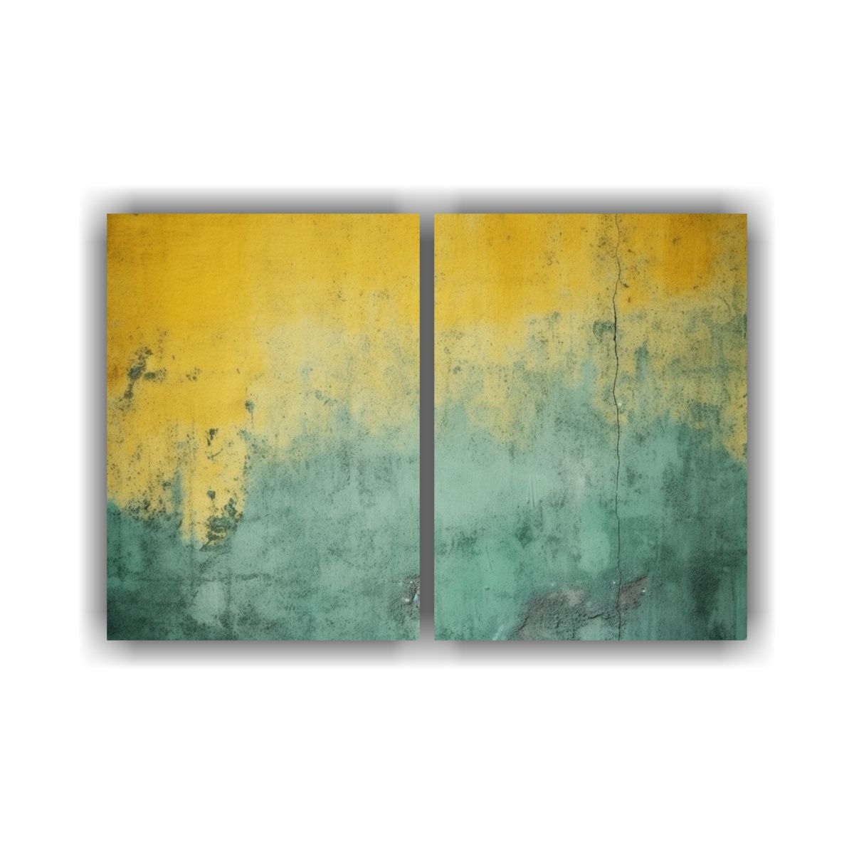 GENERICO - Cuadro Abstracto Textura Verde Amarillo Negro 60x45 Cm