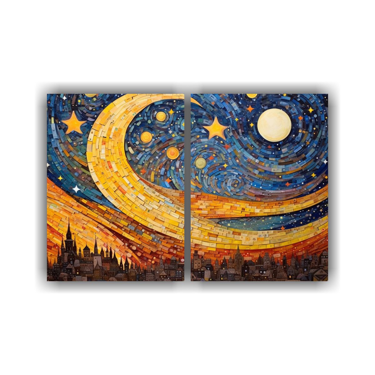 GENERICO - Cuadro Decorativo De La Noche Estrellada Con Luna 60x40 Cm