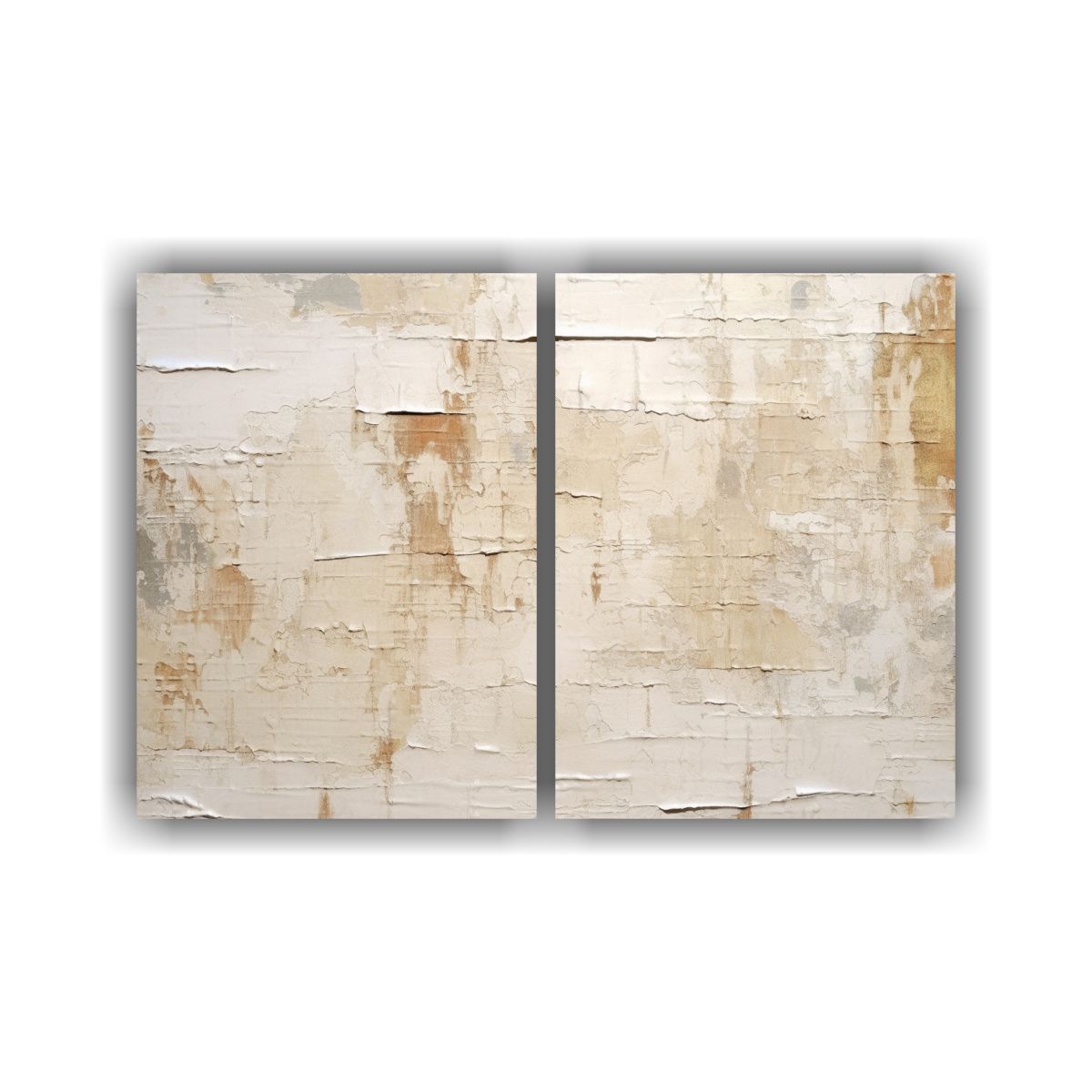 GENERICO - Cuadros Decorativos Con Rayas En Crema Y Beige 60x45 Cm