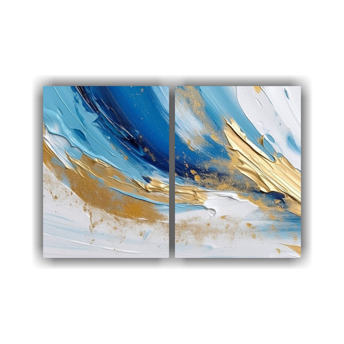 GENERICO - Cuadros Abstractos Originales En Tonos Azul 60x40 Cm