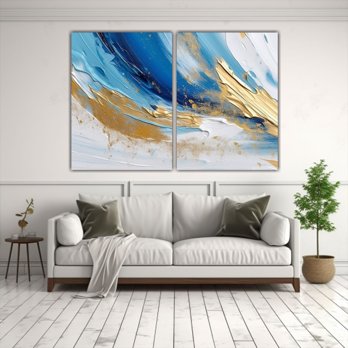 GENERICO - Cuadros Abstractos Originales En Tonos Azul 60x40 Cm