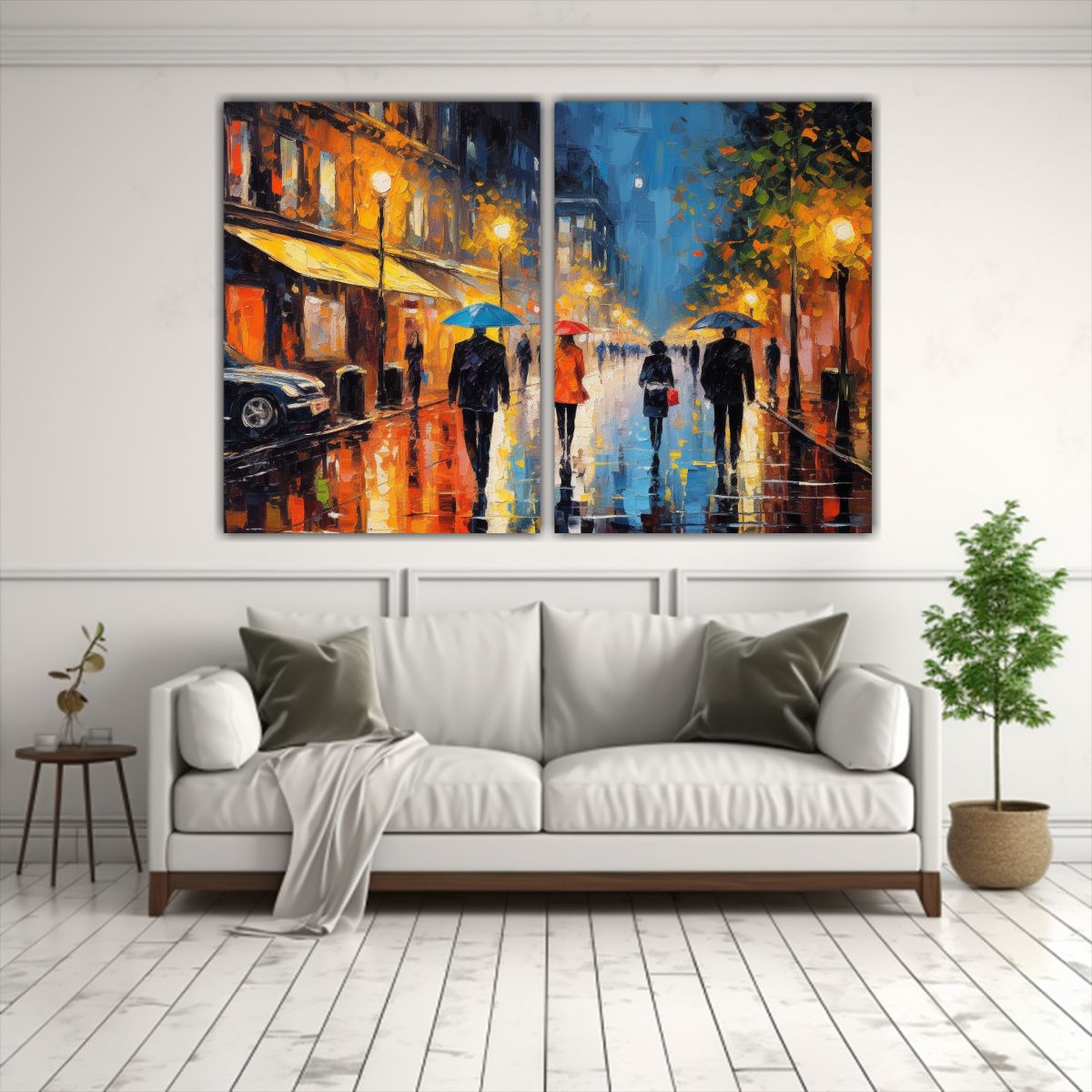 GENERICO - Pintura En Acuarela Y óleo De Escena Callejera 60x45 Cm