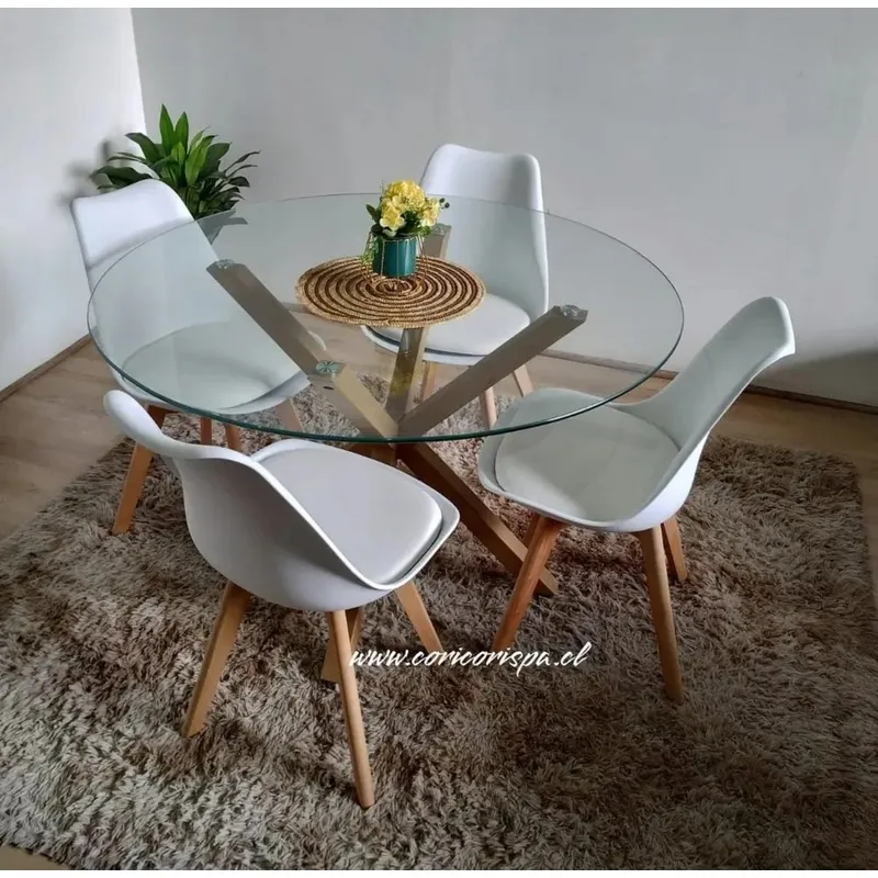 CORI CORI - Juego de Comedor Warwick 100cm + 4 Sillas Tulip