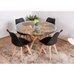 CORI CORI - Juego de Comedor Warwick 100cm + 4 Sillas Tulip