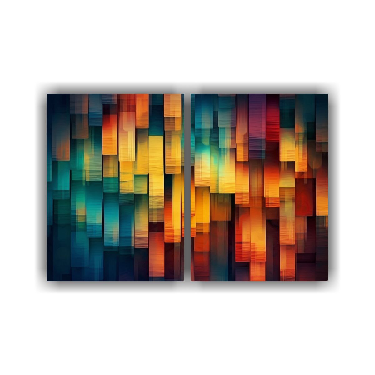 GENERICO - Cuadros Abstractos Rústicos Con Patrón Colorido 60x40 Cm