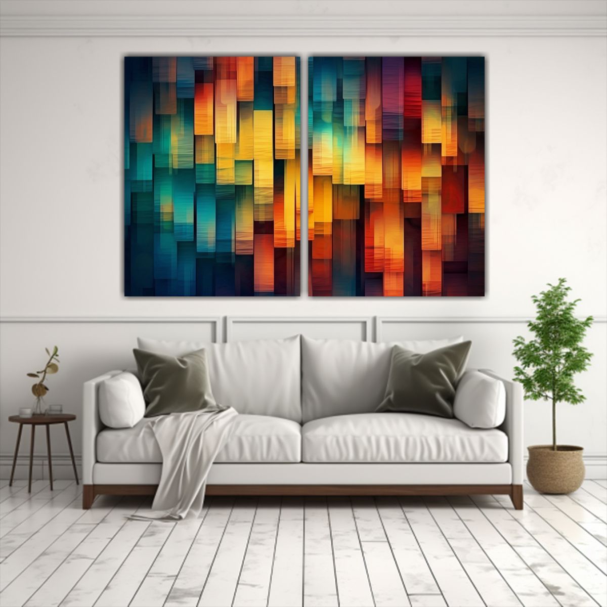 GENERICO - Cuadros Abstractos Rústicos Con Patrón Colorido 60x40 Cm