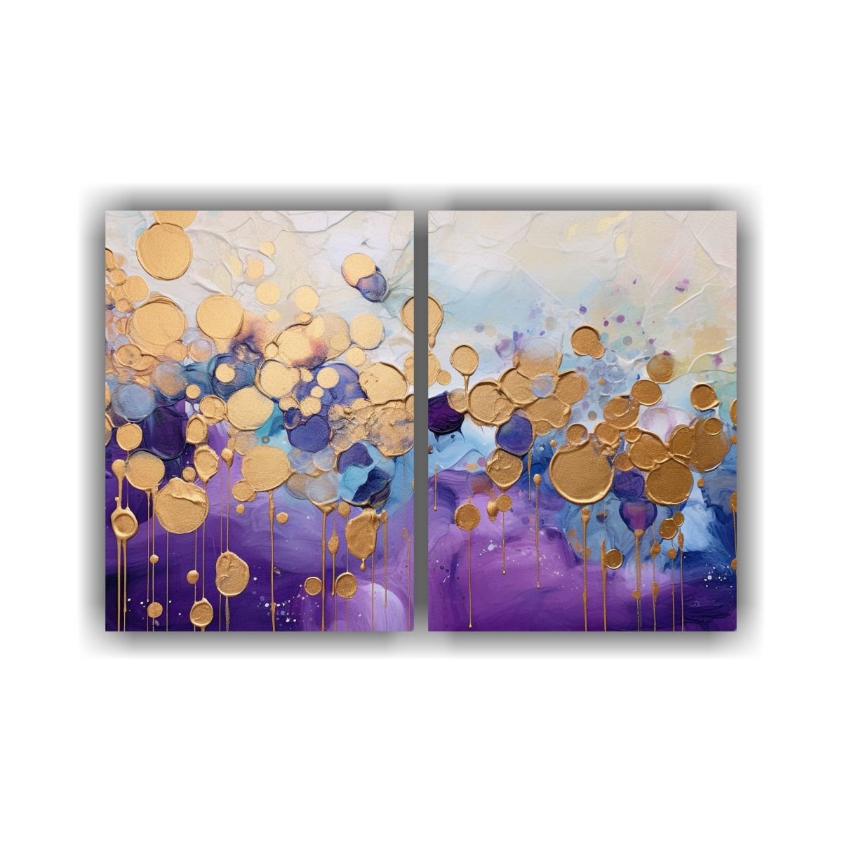 GENERICO - Pintura Abstracta En óleo Azul Y Dorado Para 60x40 Cm