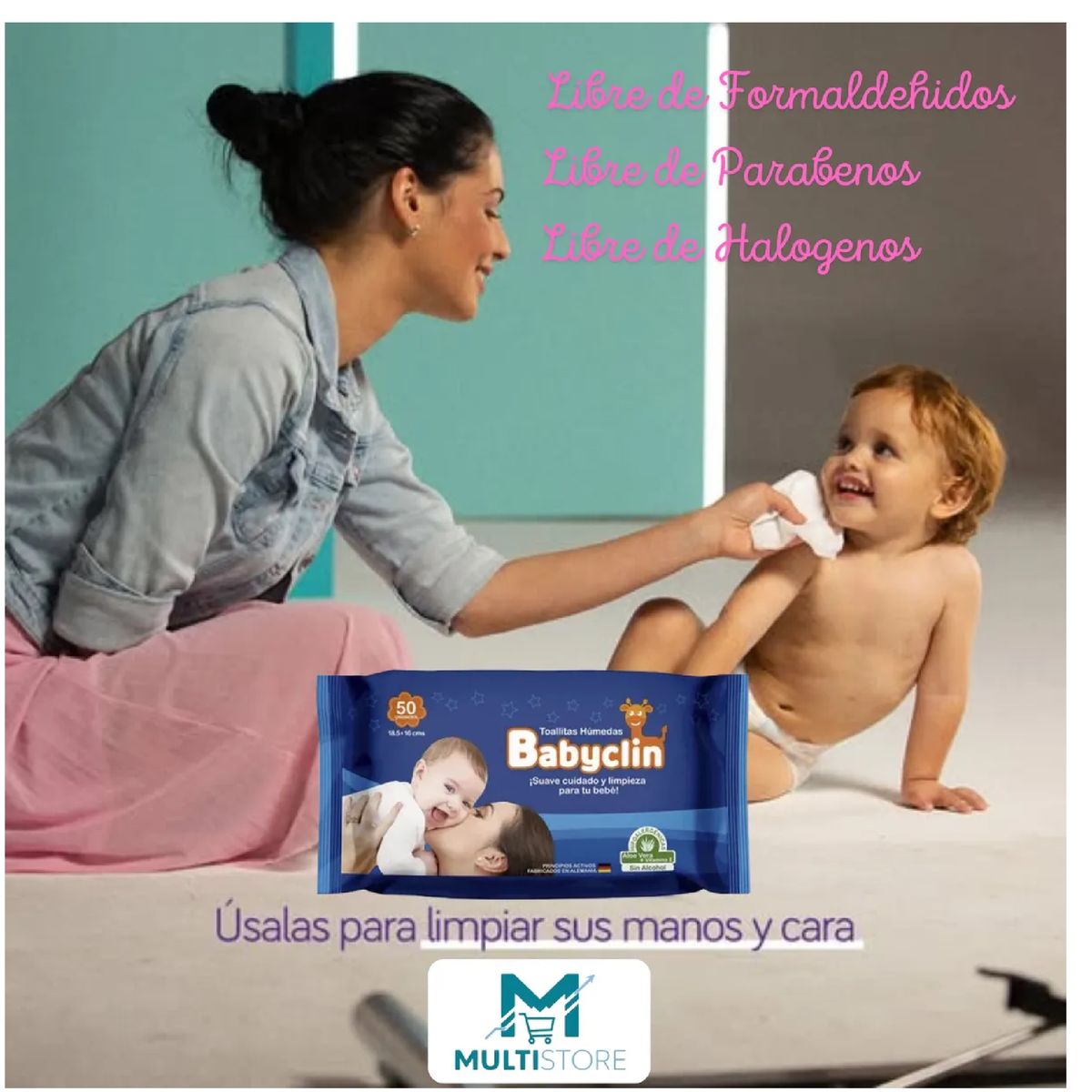 GENERICO - Toallitas Humedas Babyclin X50 Hipoalergenicas Con Aloe Vera