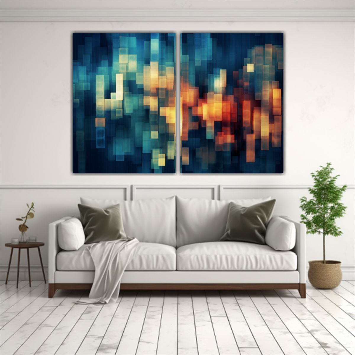GENERICO - Pinturas Decorativas De Pared En Azul Con Formas 60x40 Cm
