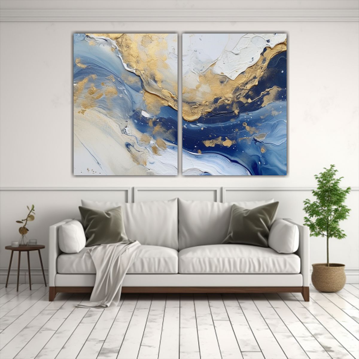 GENERICO - Cuadro Dormitorio Inspiración Azul Amarillo Y 60x40 Cm