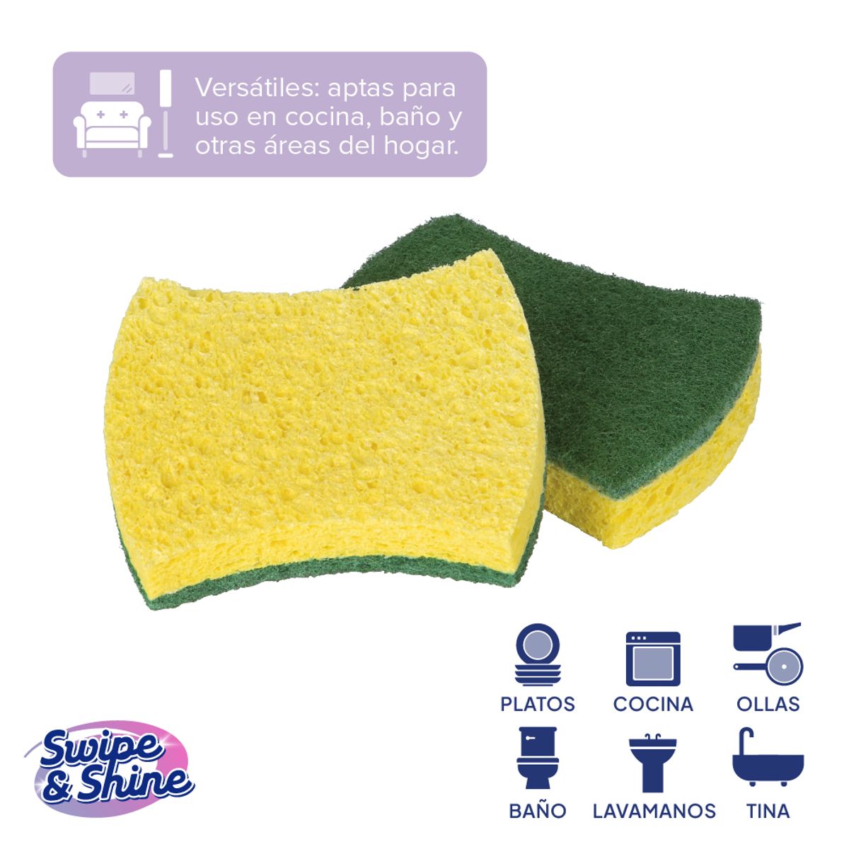 SWIPE AND SHINE - Set 6 Esponjas Resistente Cocina Heavy Duty Swipe y Shine