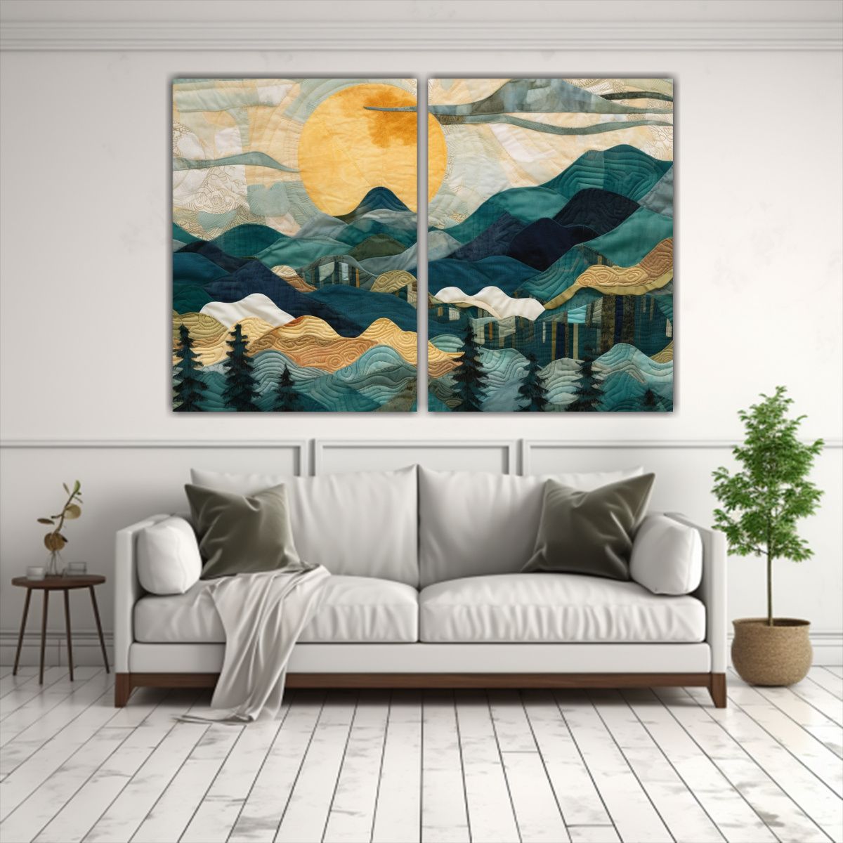 GENERICO - Pintura Paisajística Con Montañas árboles Y 60x40 Cm