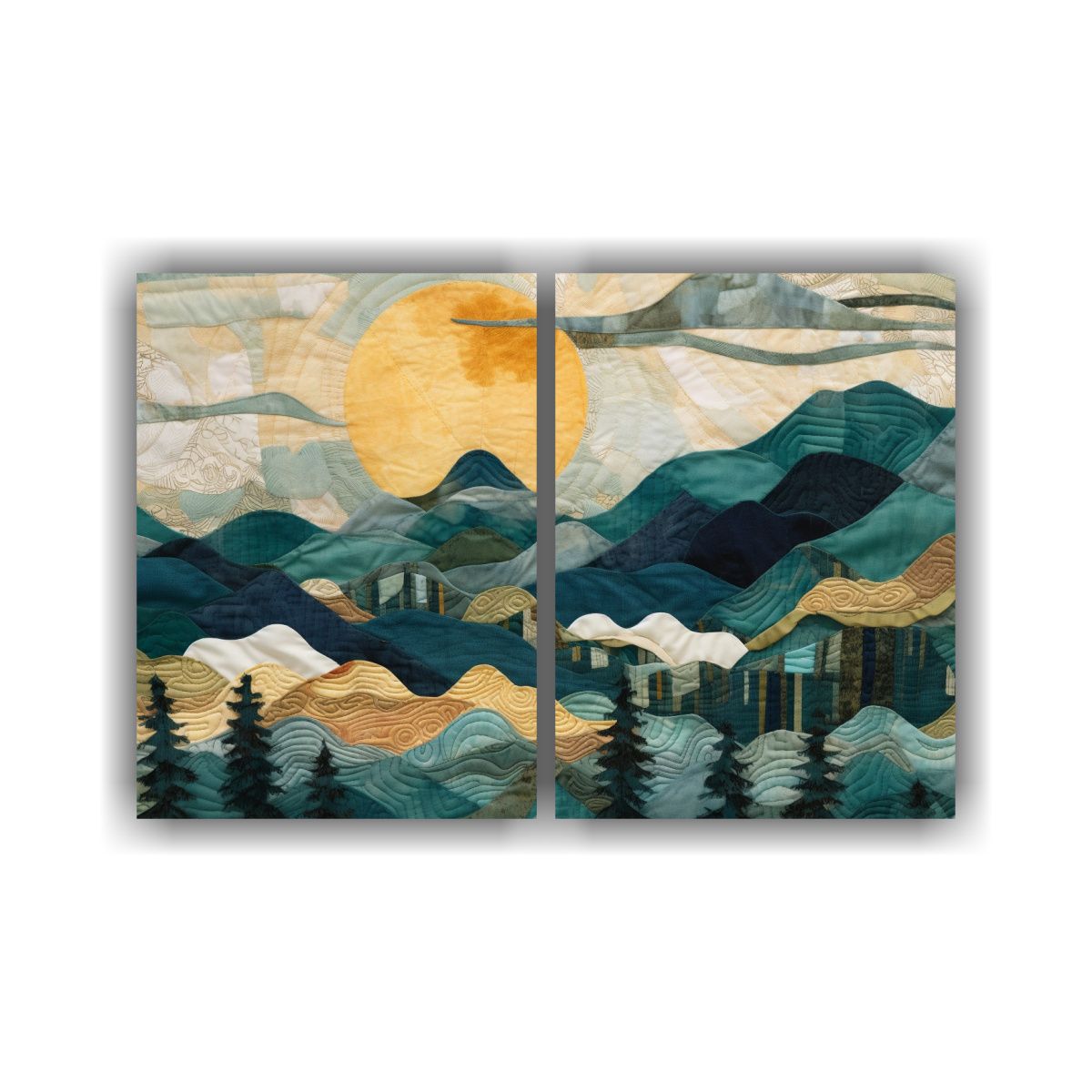 GENERICO - Pintura Paisajística Con Montañas árboles Y 60x45 Cm