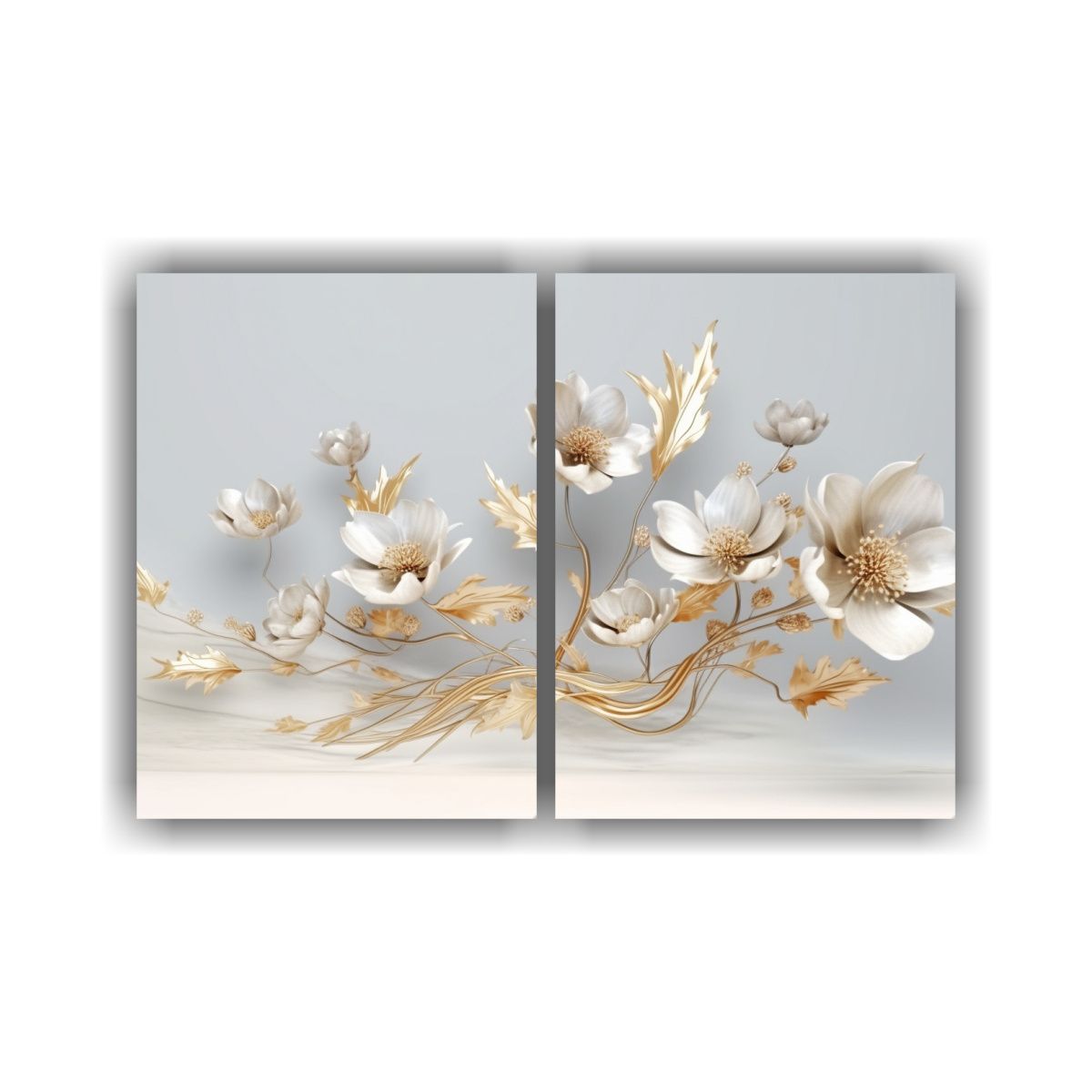 GENERICO - Cuadro Diseño Económico Flores Doradas 60x40 Cm