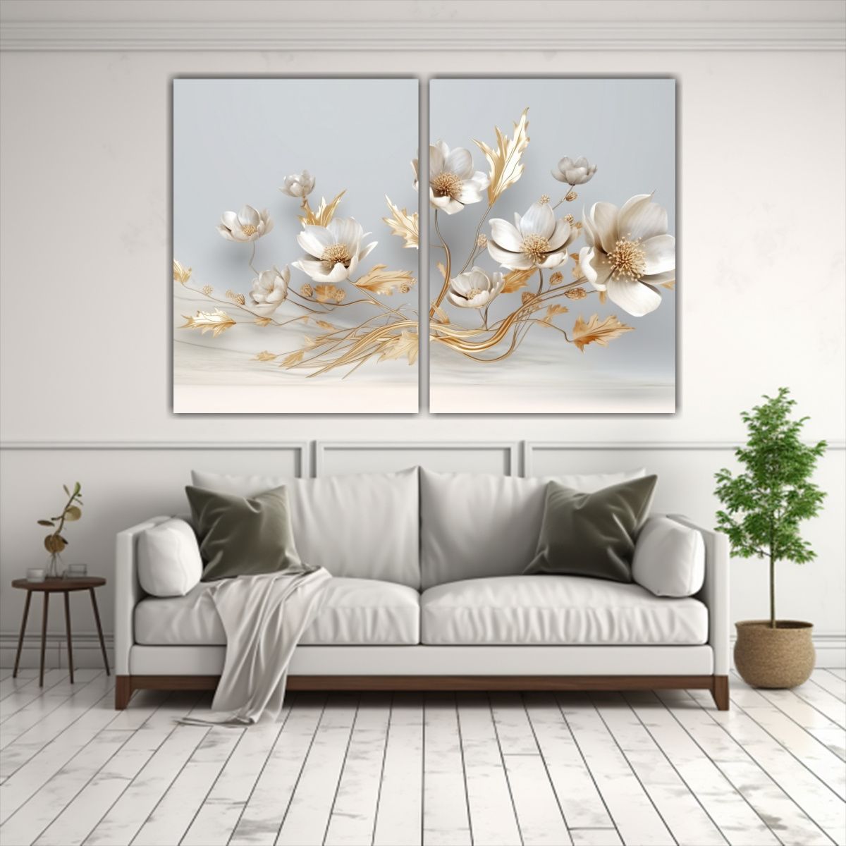 GENERICO - Cuadro Diseño Económico Flores Doradas 60x40 Cm