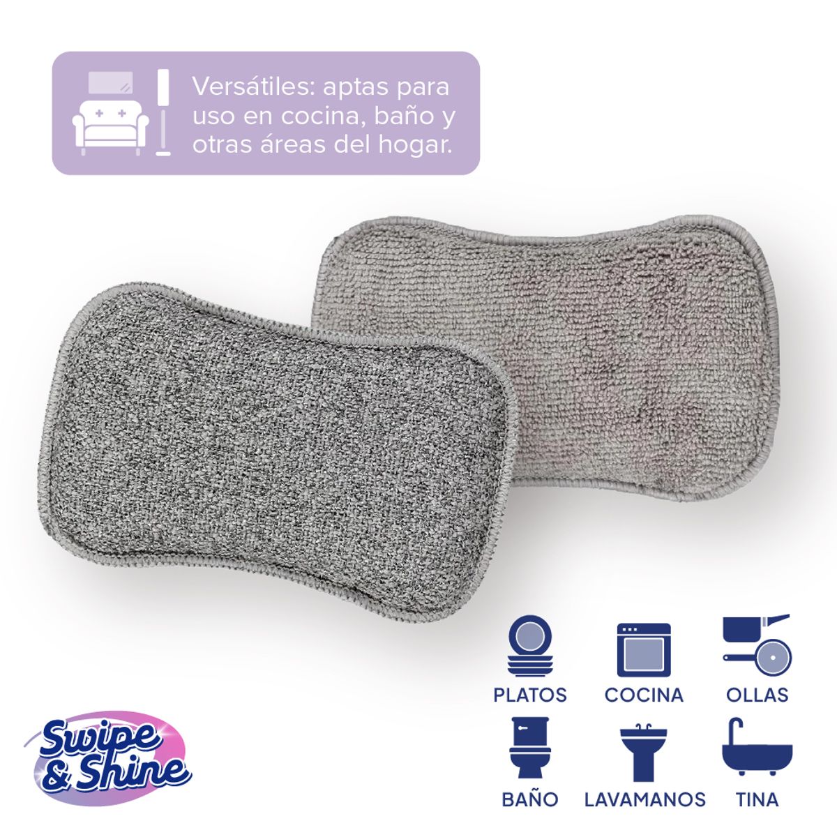 SWIPE AND SHINE - Set 6 Esponjas Doble Función Resistente Swipe y Shine Kiosclub